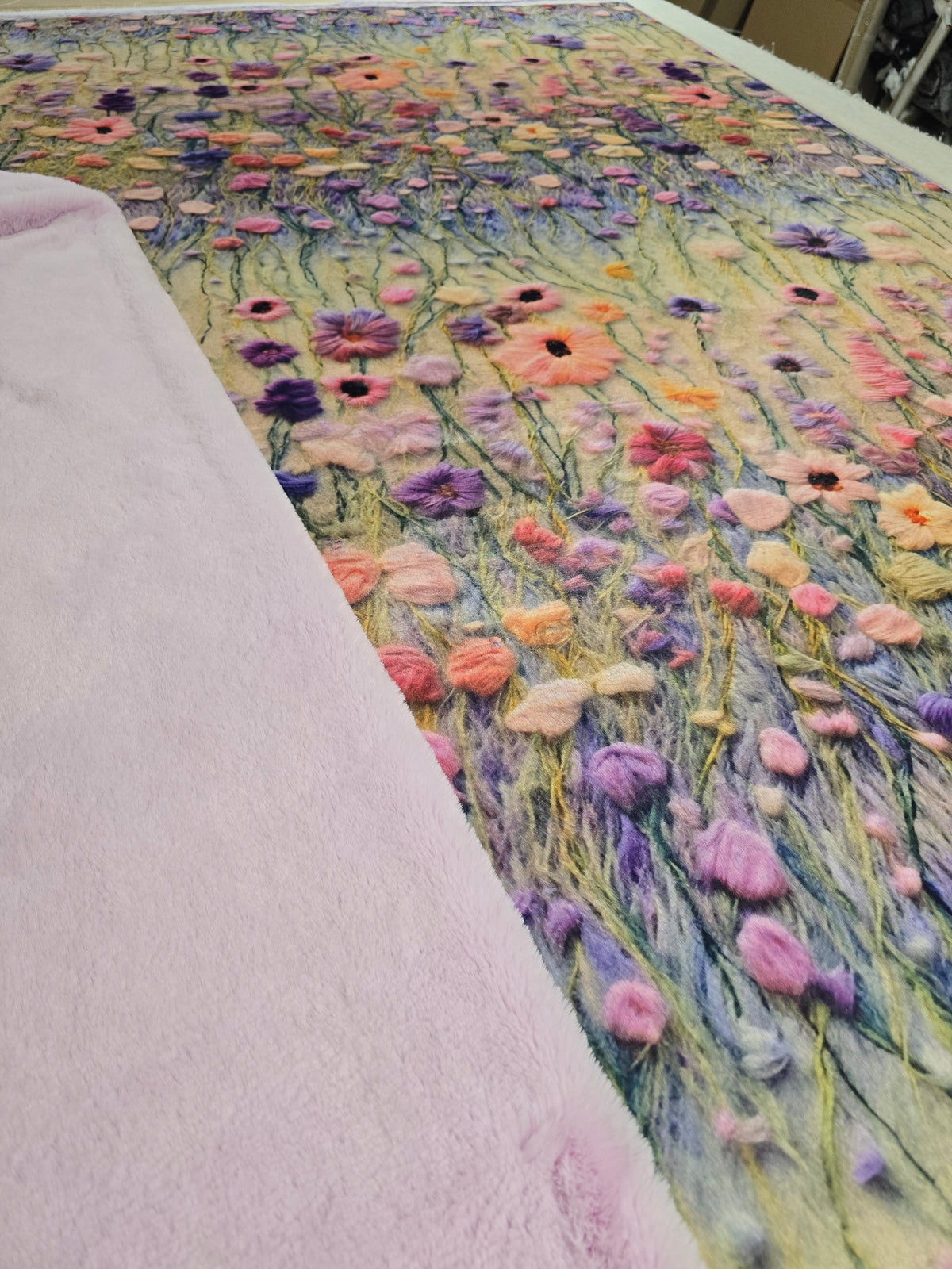 60x90 Printed Aster Snow Bunny (Floral) / Pink Iris Whispy (Exclusive)