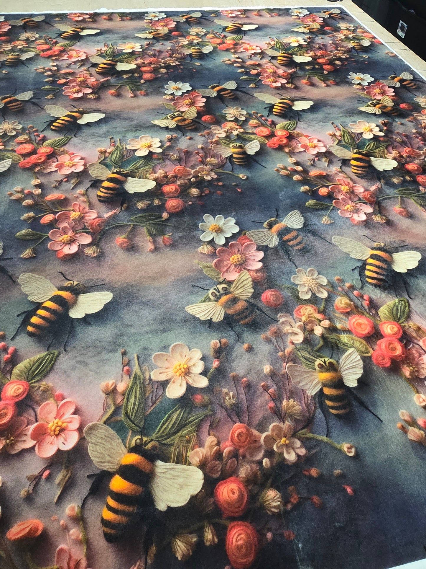 60x72 Printed cherry blossom bees (natural bunny) / bailey pink a Boo bunny